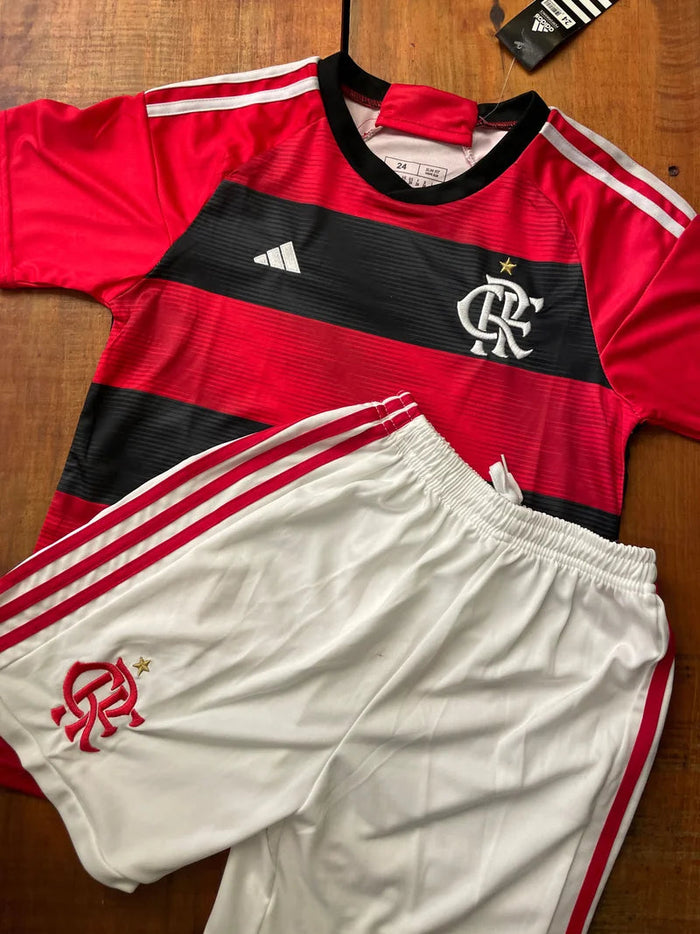Kit Infantil Flamego 2023 – Versão Tailandesa Premium (Camisa + Short) Raccoonstore