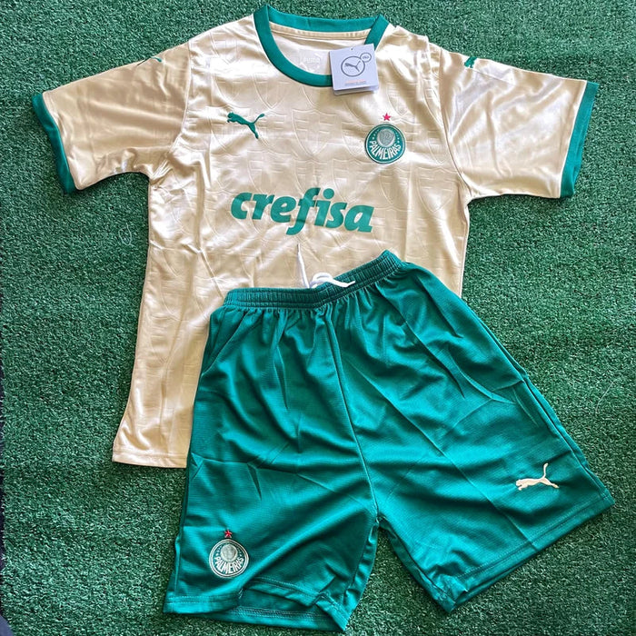 Kit Infantil Palmeiras dourada crefisa– Versão Tailandesa Premium (Camisa + Short) Raccoonstore