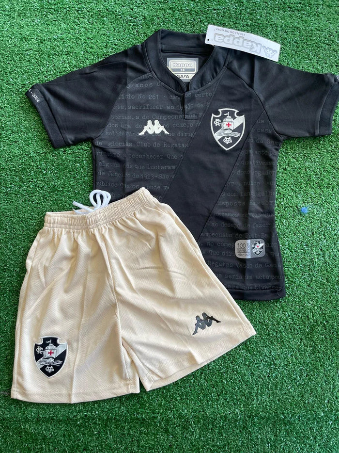 Kit Infantil Vasco preto 2024– Versão Tailandesa Premium (Camisa + Short) Raccoonstore